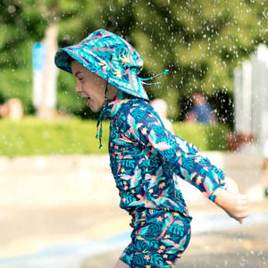 Kids Water Repellent Bucket Hats | Tropical