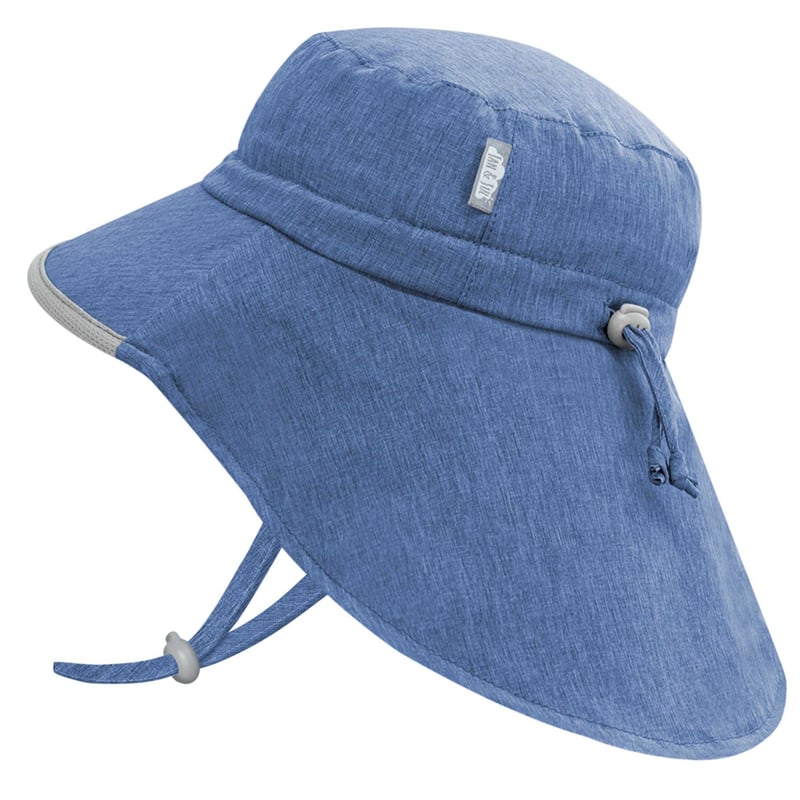 Kids Water Repellent Adventure Hats | Blue with Grey Trim