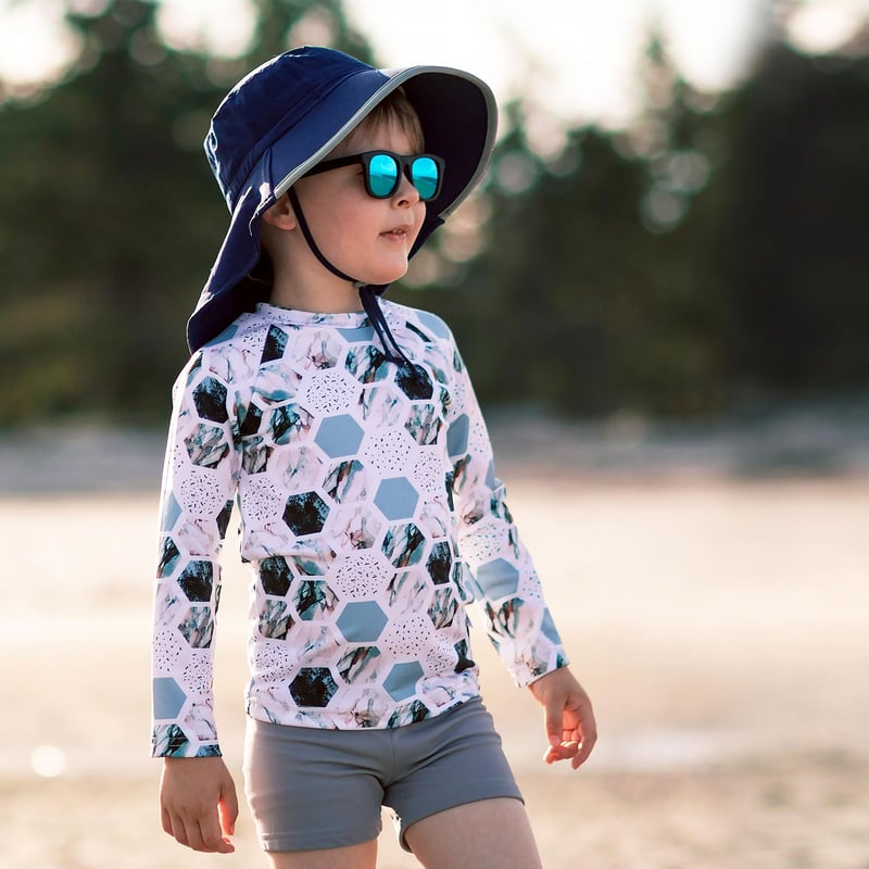 Kids Water Repellent Adventure Hats | Navy with Navy Trim