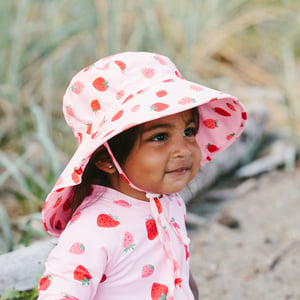 Kids Water Repellent Adventure Hats | Pink Strawberry