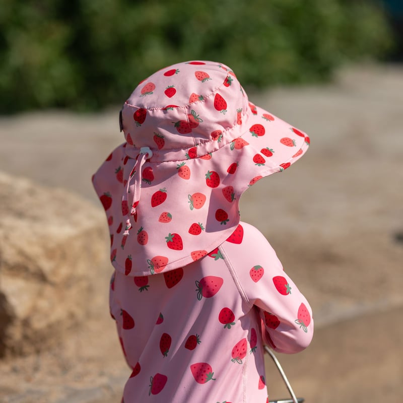 Kids Water Repellent Adventure Hats | Pink Strawberry