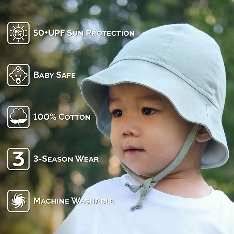 Cozy Cotton Baby Bucket Hats | Juniper Green Soft Sun Hat | Jan & Jul