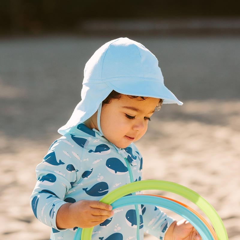 Sun Soft Baby Caps Baby Blue with Neck Flap Jan Jul