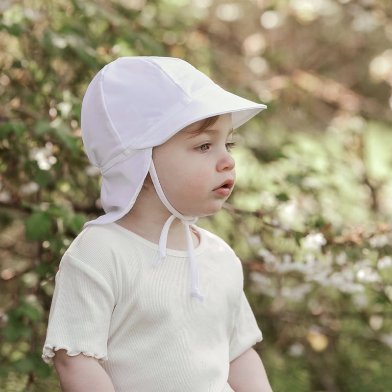 Sun Soft UV Baby Caps | White Baby Beach Hat | Jan & Jul