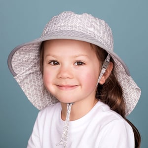 Kids Cotton Adventure Hats | Grey Herringbone