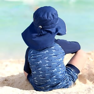Kids Cotton Adventure Hats | Navy with Grey Trim