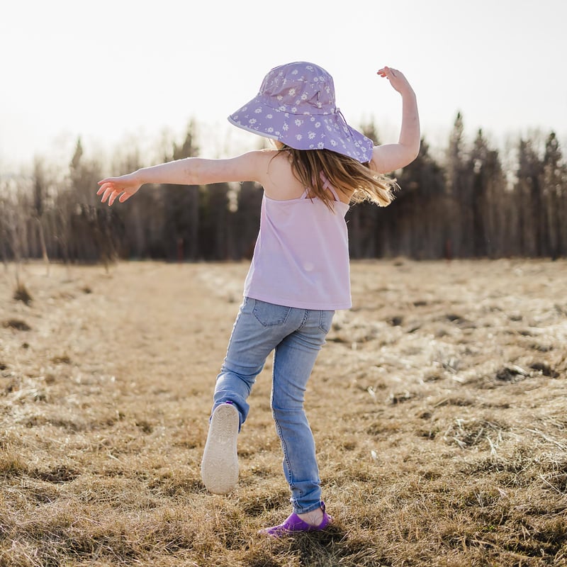 Kids Cotton Xplorer Hats | Purple Daisy UV Sun Hat | Jan & Jul