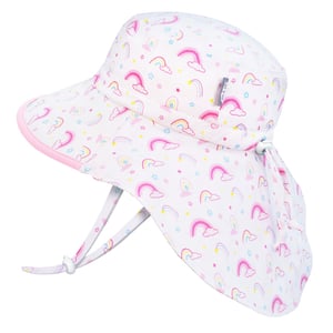 Kids Cotton Adventure Hats | Rainbow with Pink Trim