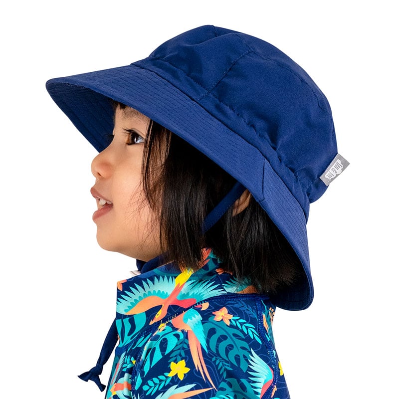 Personalised Kids 58cm Adjustable Beach Bucket Hat Navy / Emerald