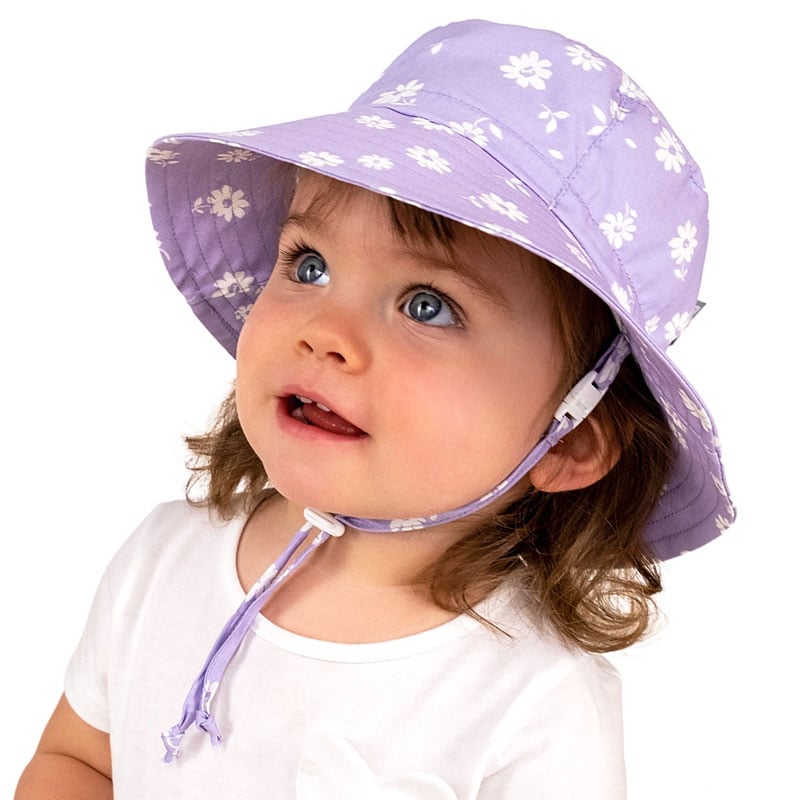 Kids Cotton Bucket Hats, Purple Daisy for Toddlers