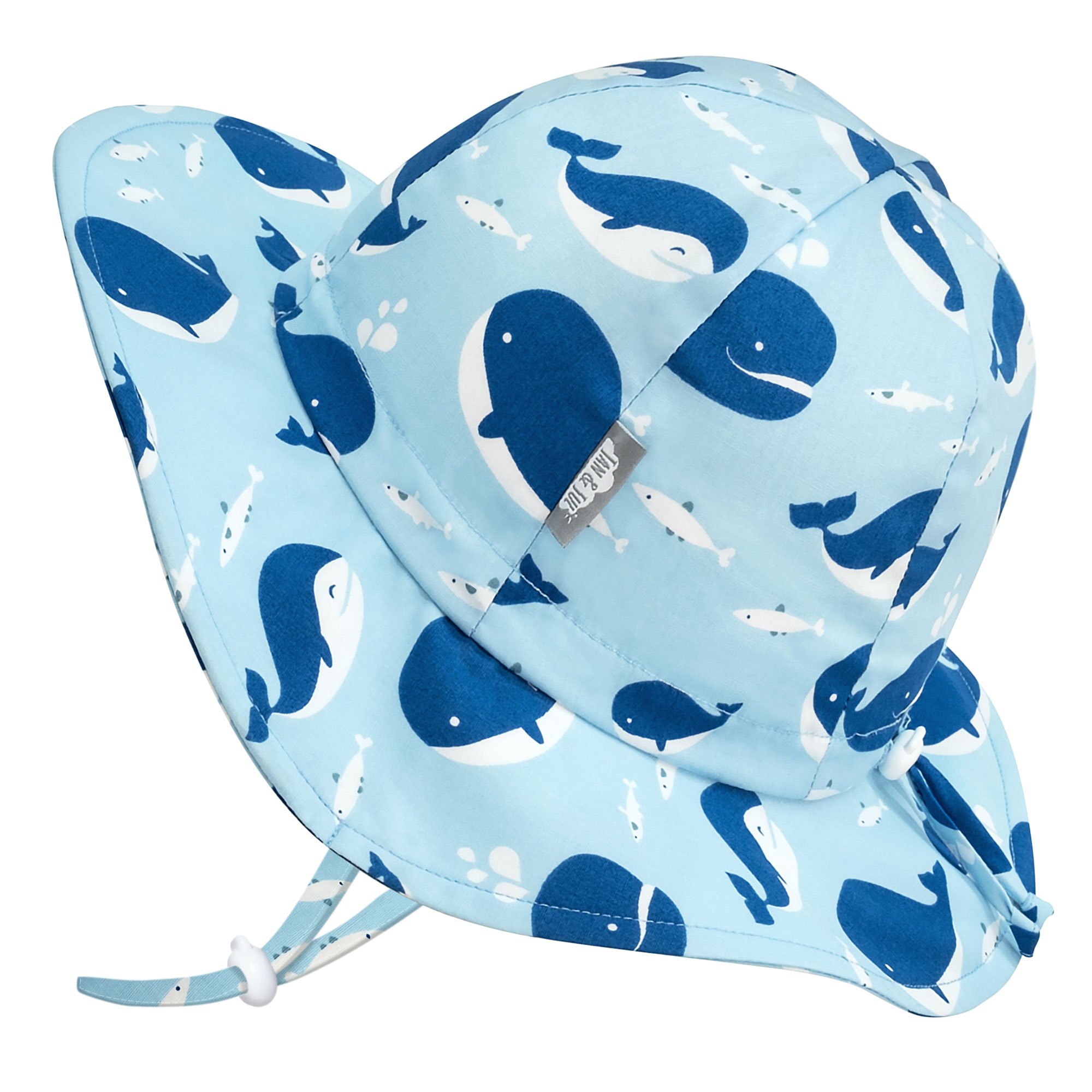Jan & Jul Gro-With-Me Cotton Floppy Hat - Blue Whales Jan & Jul Gro-With-Me Cotton Floppy Hat - Blue Whales