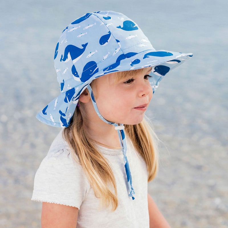 baby冬小物 Kids Cotton Floppy Hats | Blue Whale 50+ UPF | Jan & Jul
