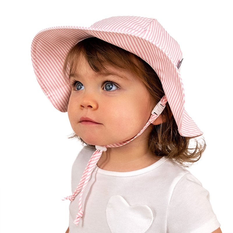Kids Cotton Floppy Hats | Pink Stripes 50+ UPF | Jan & Jul
