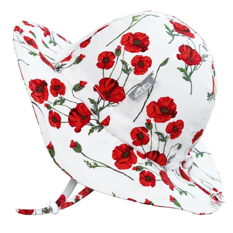 Kids Cotton Floppy Hats | Red Poppy 50+ UPF | Jan & Jul
