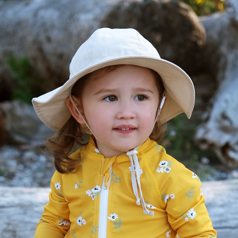 Kids Cotton Floppy Hats Sand 50 UPF Jan Jul