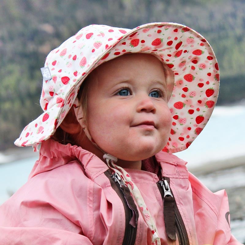 Kids Cotton Floppy Hats, Strawberry 50+ UPF