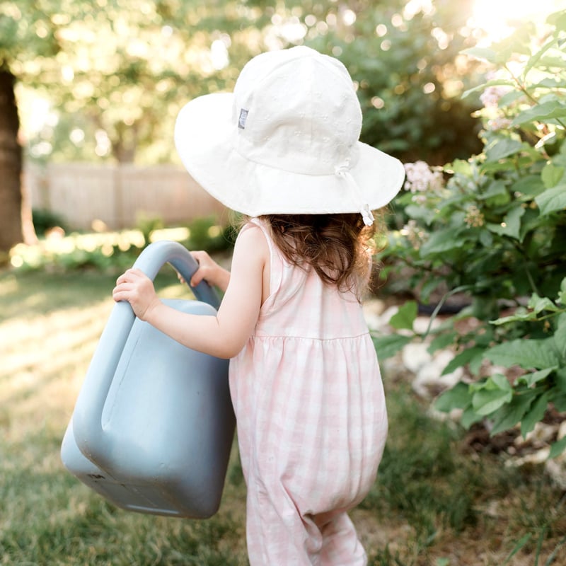 Kids Cotton Floppy Hats | White Eyelet 50+ UPF | Jan & Jul