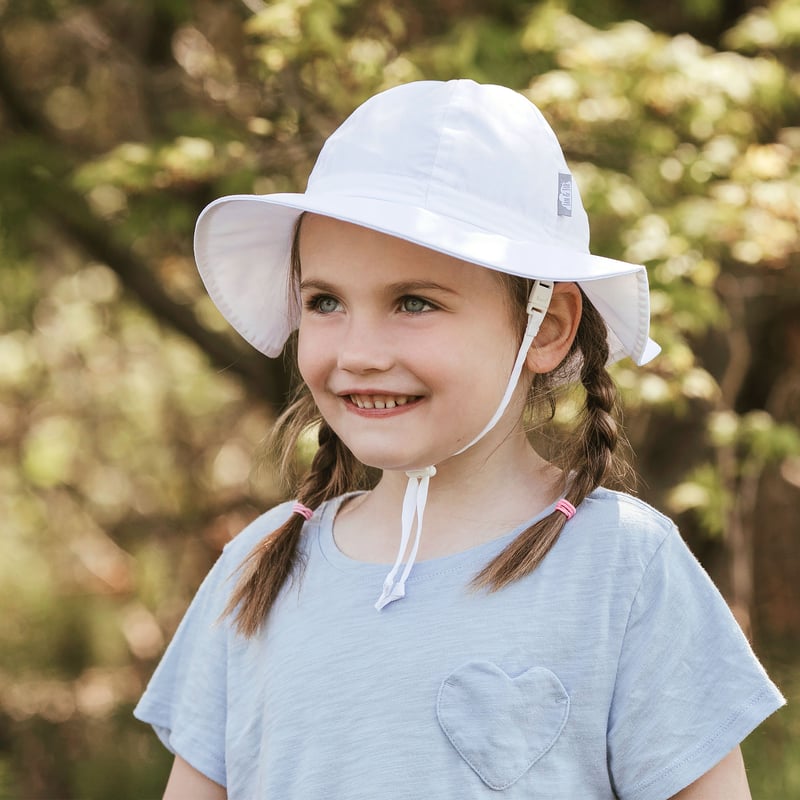 Kids Cotton Floppy Hats | White 50+ UPF | Jan & Jul