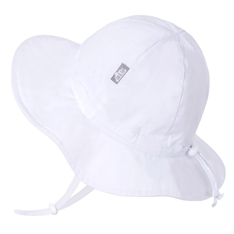 Kids Cotton Floppy Hats, White 50+ UPF