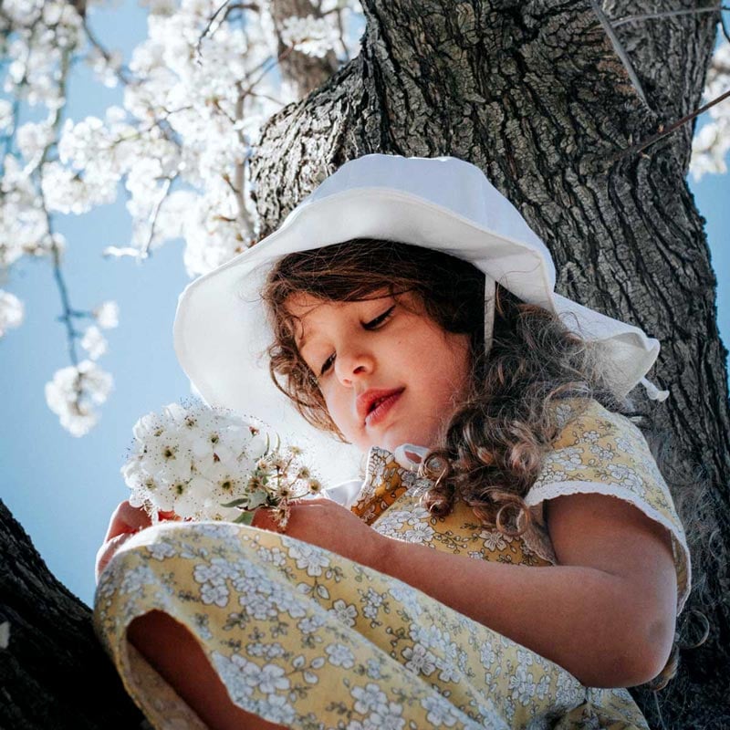 Kids Cotton Floppy Hats | White 50+ UPF | Jan & Jul