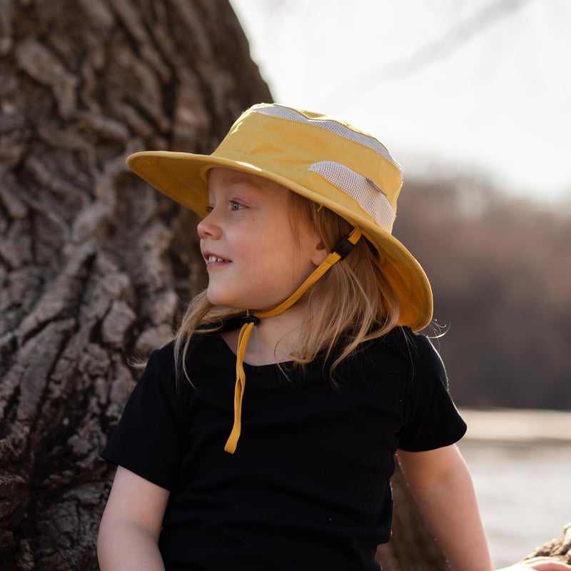 Kids Packable Hiking Hats | Yellow UV Sun Hat | Jan & Jul