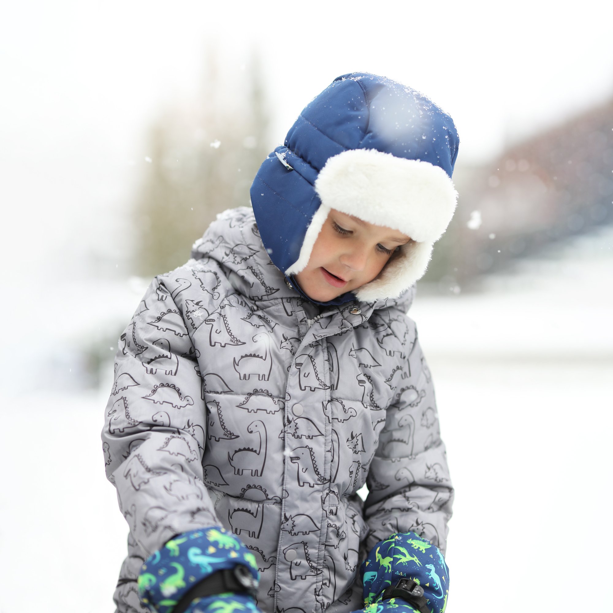 Kids Winter Coats | Glacier Dino Insulated Snow Jacket | Jan & Jul