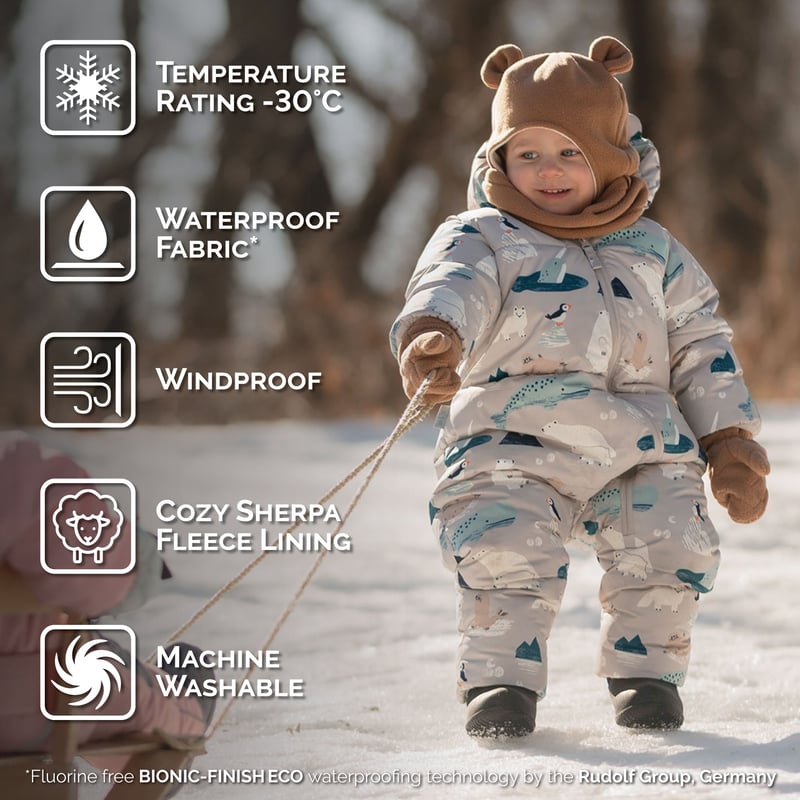 Baby Snowsuit | Polar Pals Insulated Bunting Suit | Jan & Jul