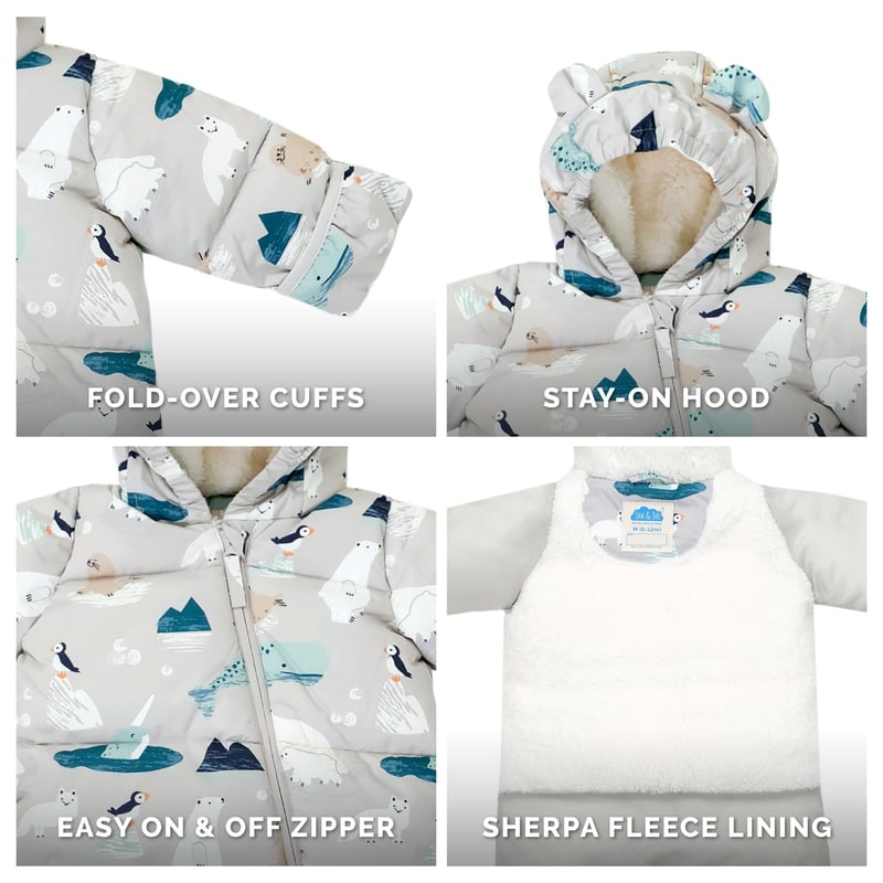 Baby Snowsuit | Polar Pals Insulated Bunting Suit | Jan & Jul