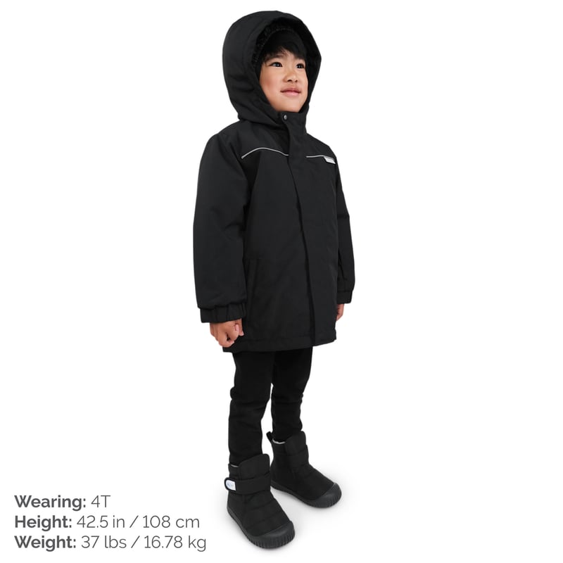 Kids Ski Jacket | Black Waterproof and Insulated | Jan & Jul
