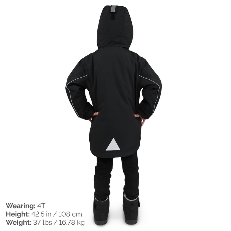Kids Ski Jacket | Black Waterproof and Insulated | Jan & Jul