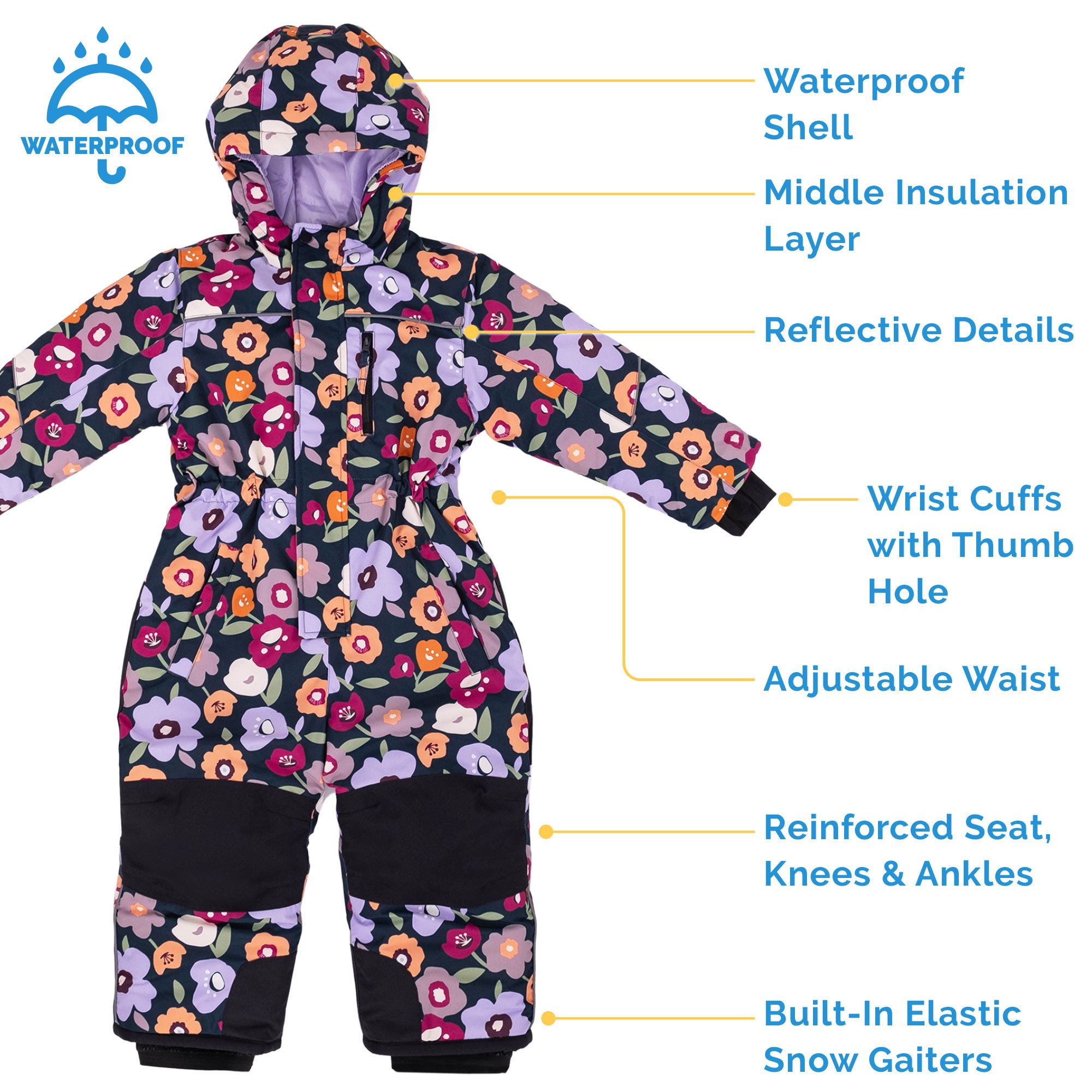 Kids Waterproof Snowsuit | Winter Flowers