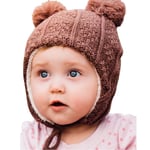 Kids Knit Winter Earflap Hats | Brown Bear