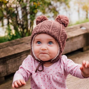 Kids Knit Winter Earflap Hats | Brown Bear