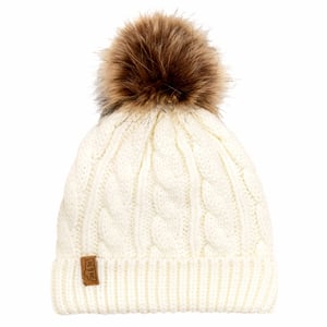 Kids Cable Knit Beanies | Cream