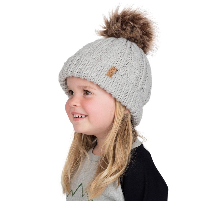 Kids Cable Knit Beanies Grey m 6 24m