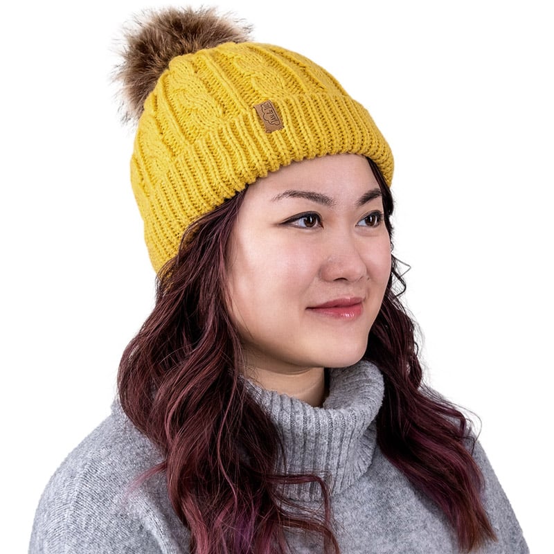 Adult Cable Knit Beanies Mustard for Women Jan Jul