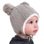 Kids Knit Winter Earflap Hats | Grey Bear