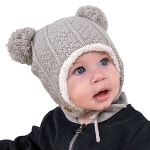 Kids Knit Winter Earflap Hats | Grey Bear