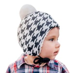 Kids Knit Winter Earflap Hats | Houndstooth