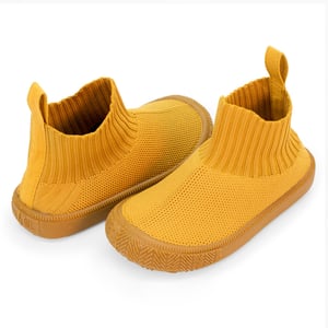 Kids High Top Knit Shoes | Mustard