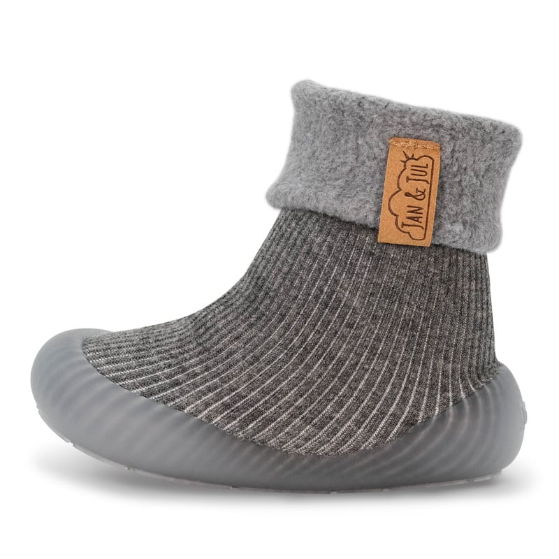 Cozy Sock Shoes Dark Grey for Babies and Toddlers Jan Jul