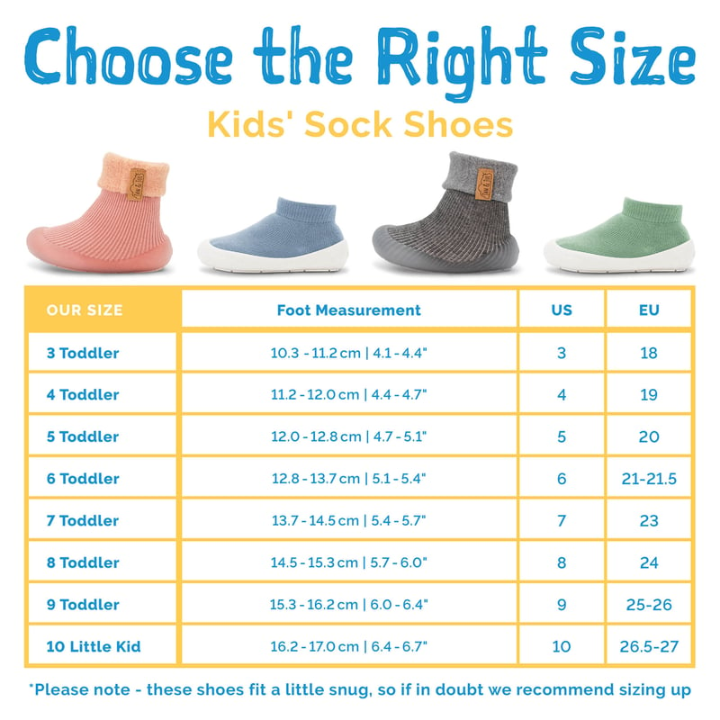Lite Sock Shoes | Size Chart