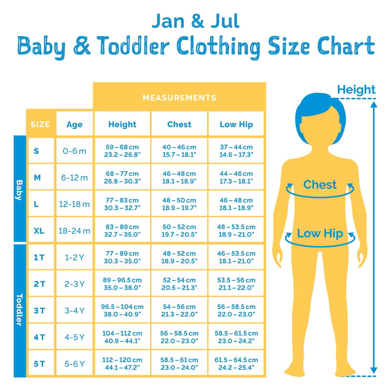Baby and Toddler Clothing Size Chart
