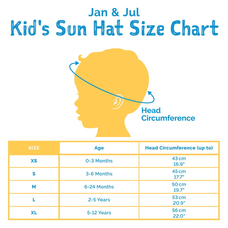 Baby Toddler Kids Sun Hat Size Chart