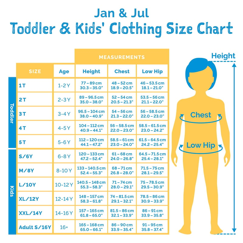 Toddler Kids Clothing Size Chart
