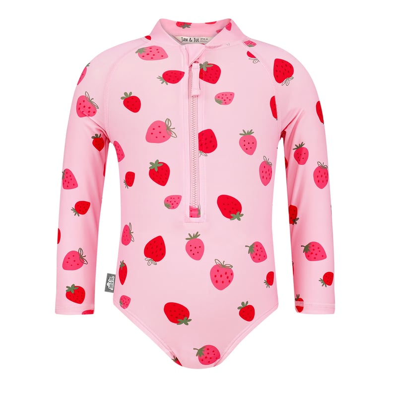 Girls One Piece UV Swimsuit | Pink Strawberry