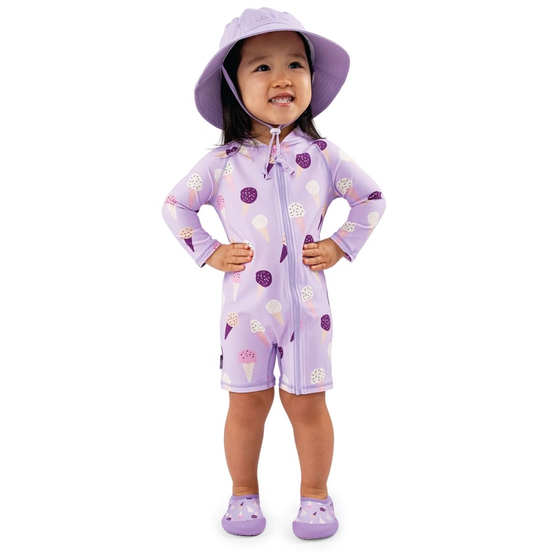 Kids One Piece UV Sun Suit | Lavender Ice Cream