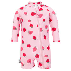 Kids One Piece UV Sun Suit | Pink Strawberry