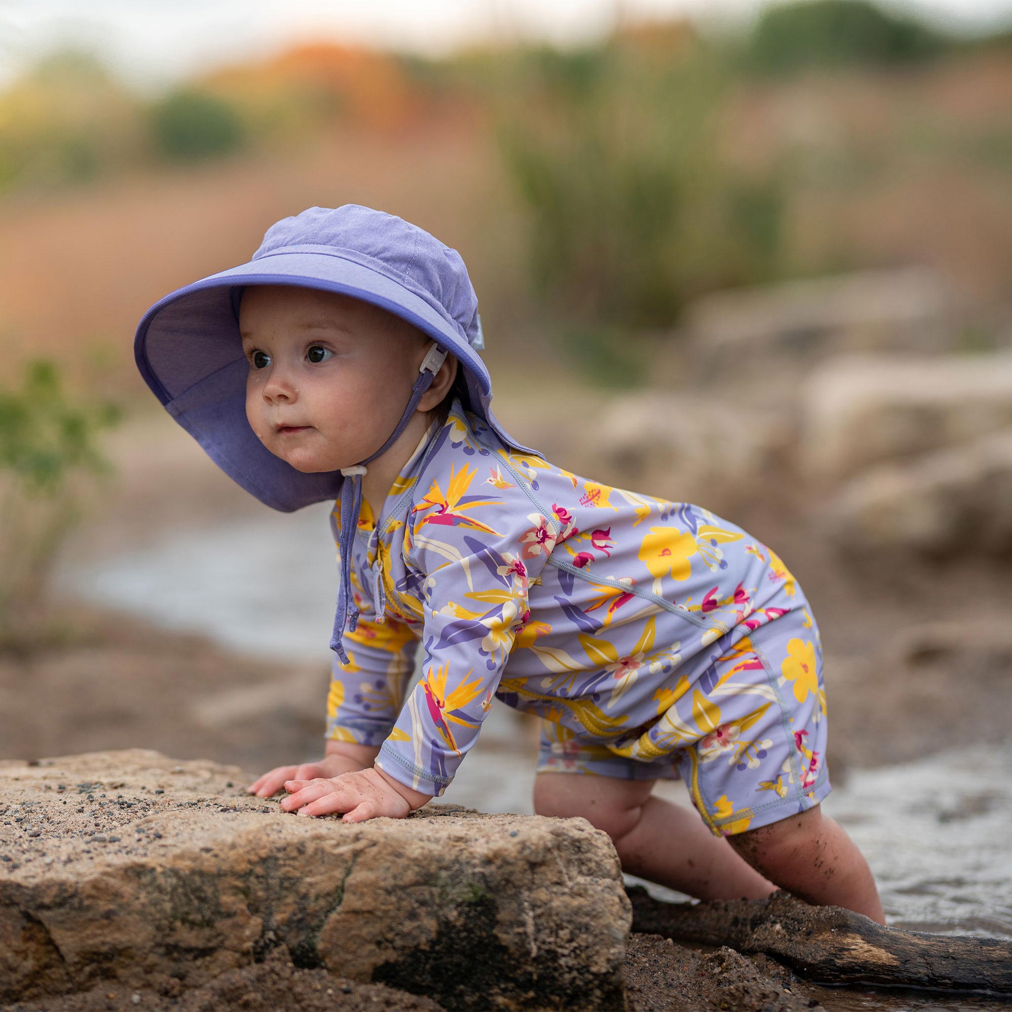 Kids One Piece UV Sun Suit Tropical Bloom