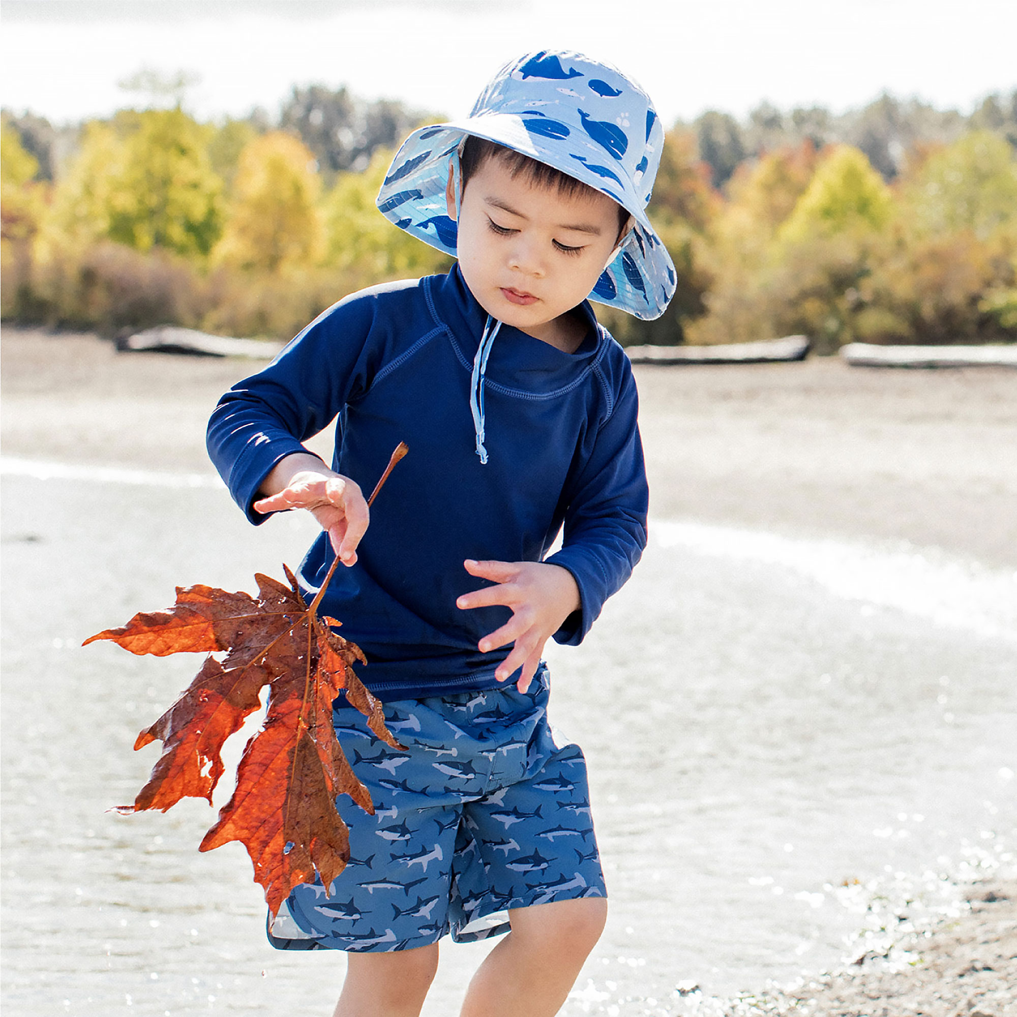 Kids UV Rashguard Top, Navy with Long Sleeves